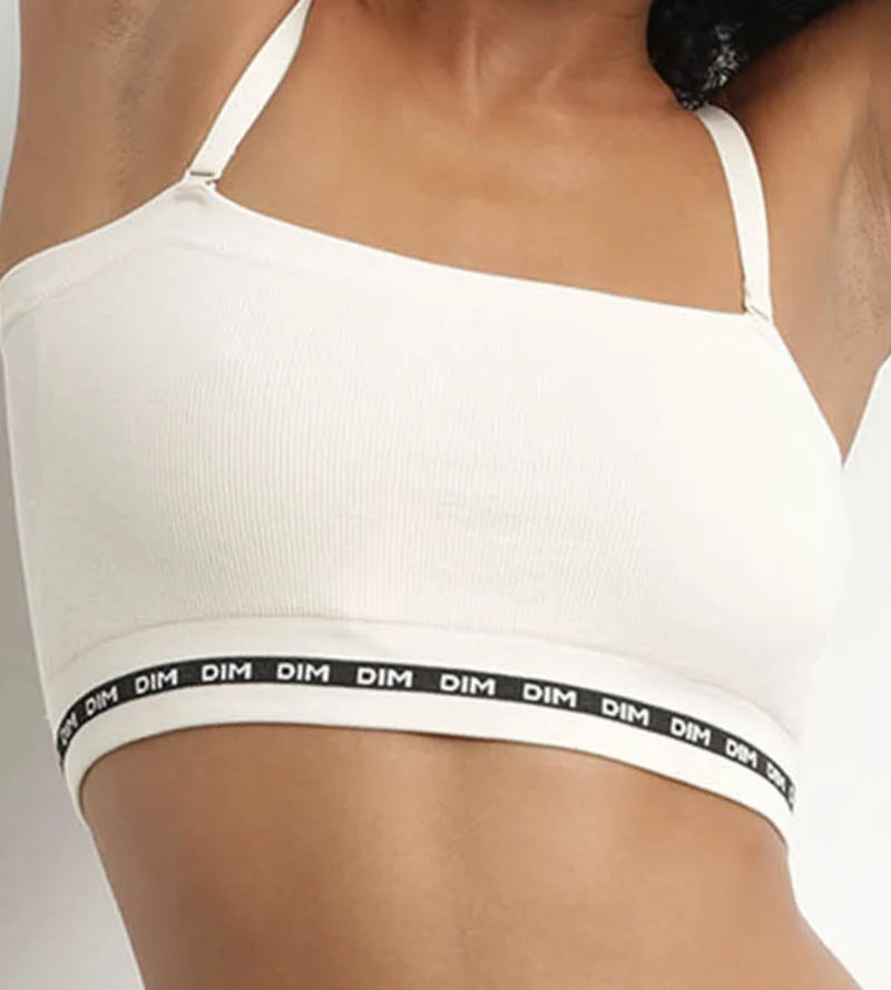 Hellbeiger Bandeau-BH aus gerippter Mikrofaser - Icons Seamless
