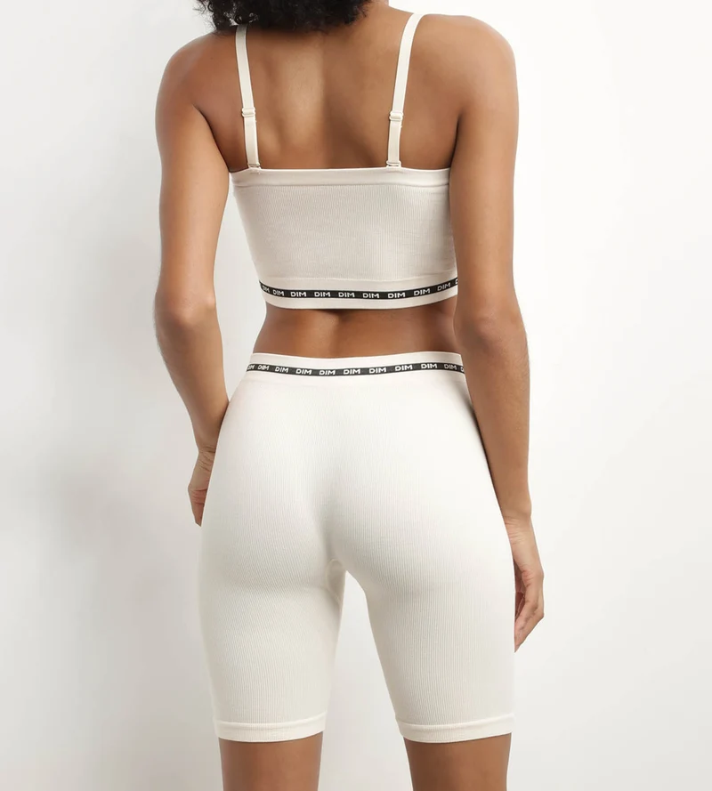 Hellbeiger Bandeau-BH aus gerippter Mikrofaser - Icons Seamless