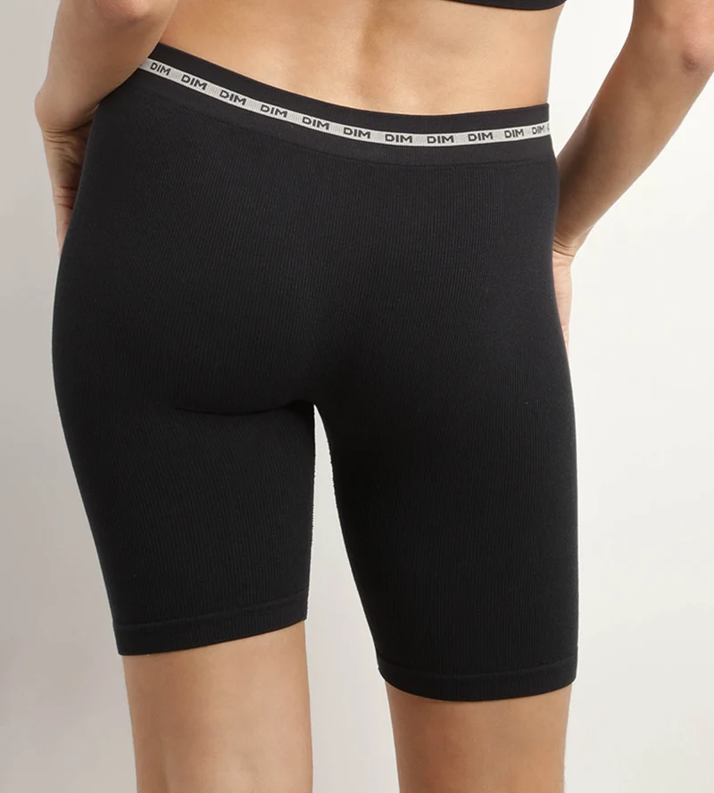 Schwarze Radlershorts aus gerippter Mikrofaser - Icons Seamless