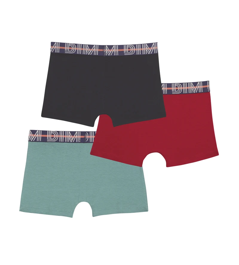 Set mit 3 Boxershorts aus Baumwollstretch Rouge Bleu Vert EcoDim Classic