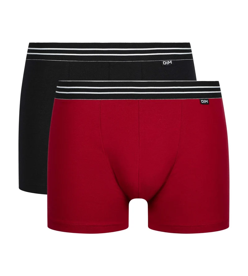 2er-Pack Boxershorts aus Stretch-Baumwolle rot/schwarz - EcoDIM