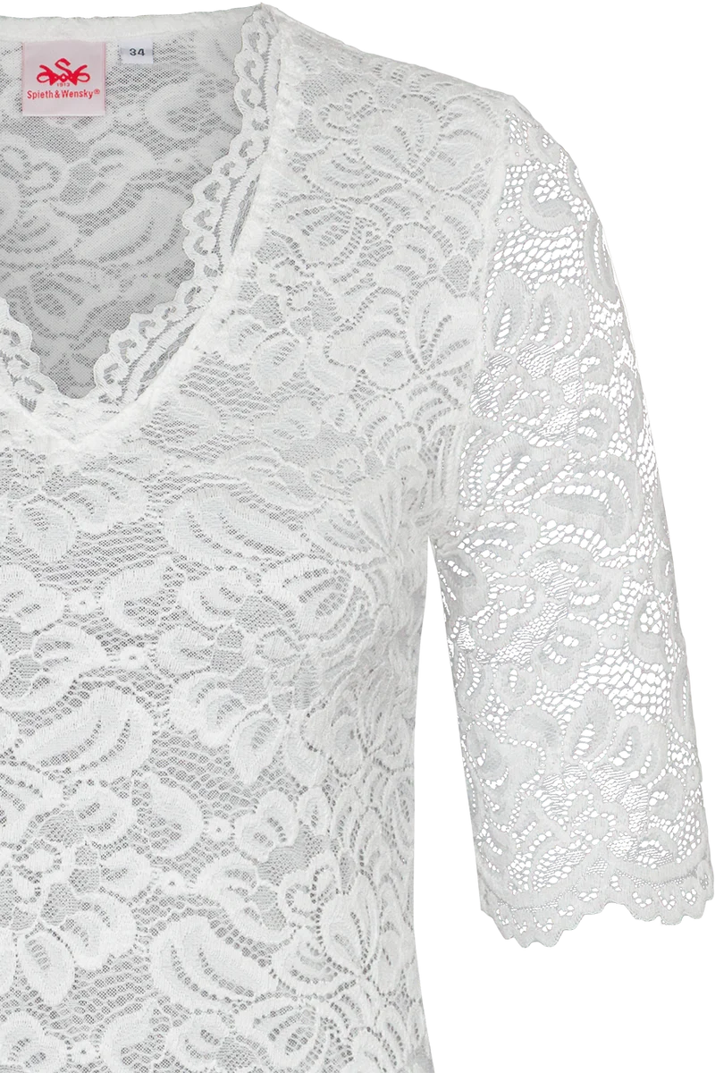 Spitzenshirt mit 3/4-Ärmel - offwhite