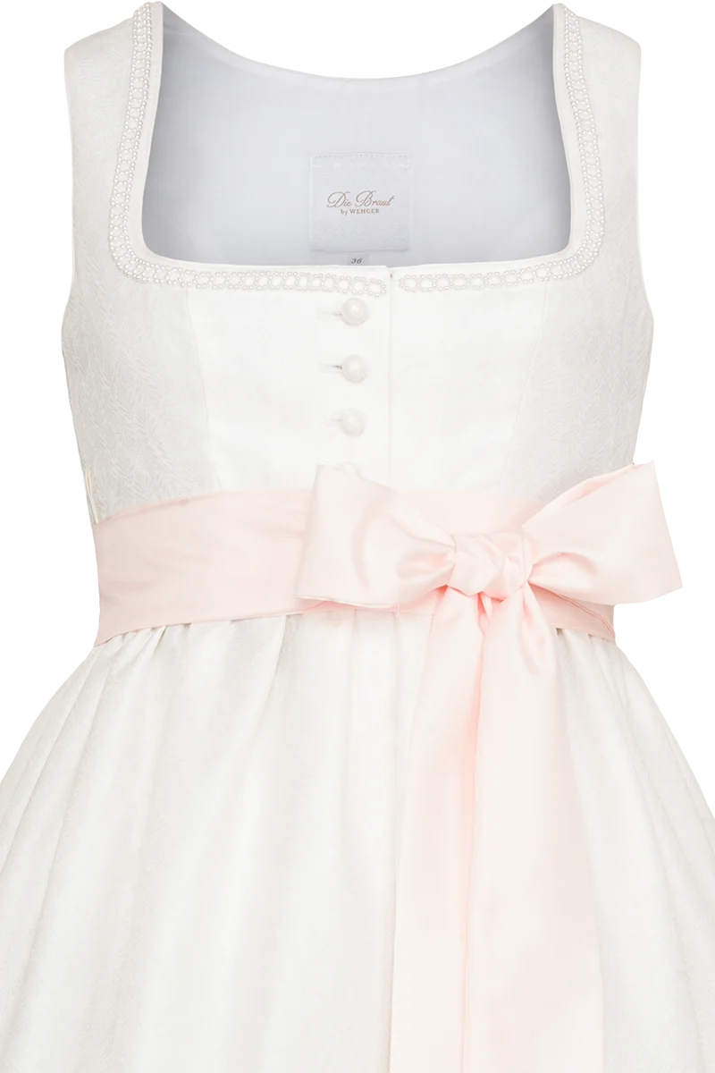 Braut-Umstandsdirndl Hochzeit - weiss lachs