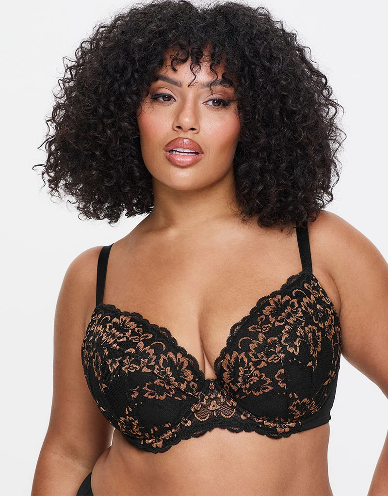 Ann Summers Sexy Lace Padded Plunge Bra Black/Bronze
