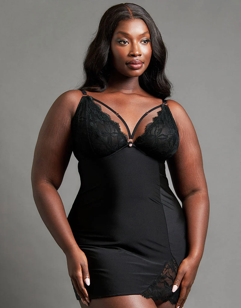 Scantilly Embrace Wired Deep Plunge Chemise Black