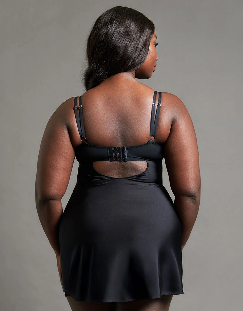 Scantilly Embrace Wired Deep Plunge Chemise Black