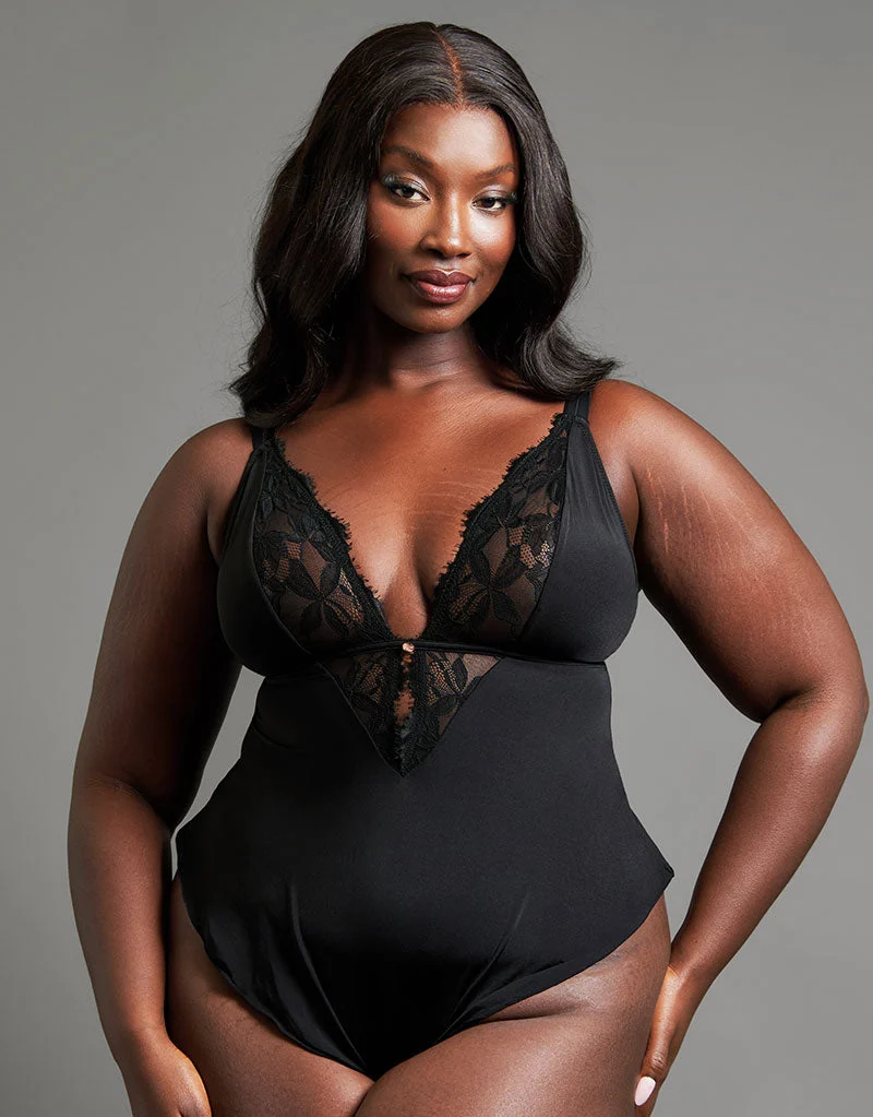 Scantilly Embrace Stretch Lace Teddy Black