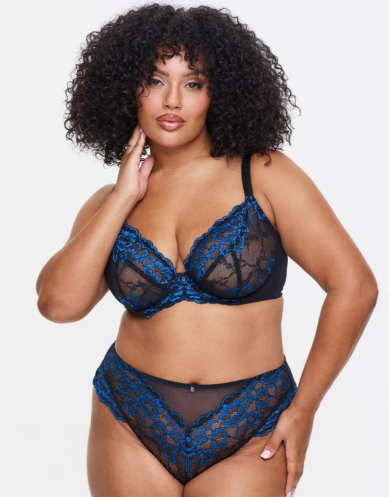 Ann Summers Sexy Lace Plunge Bra Black/Blue