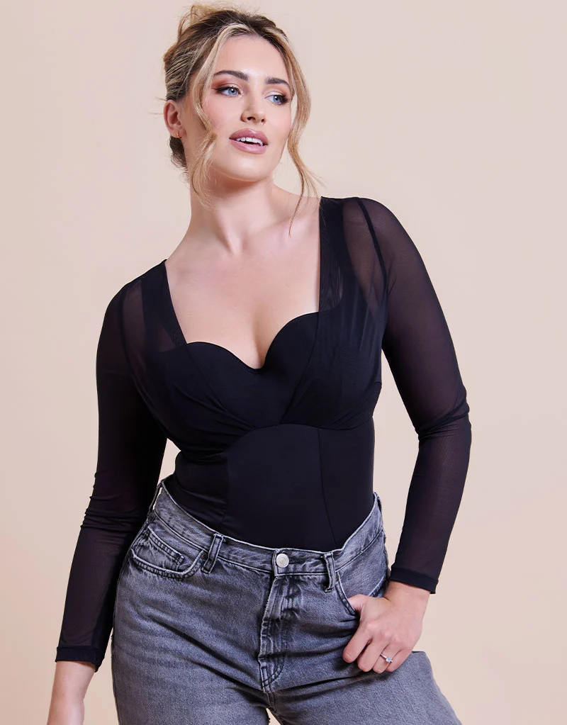 Curvy Kate Boost Me Up Sleeved Padded Balcony Body Black