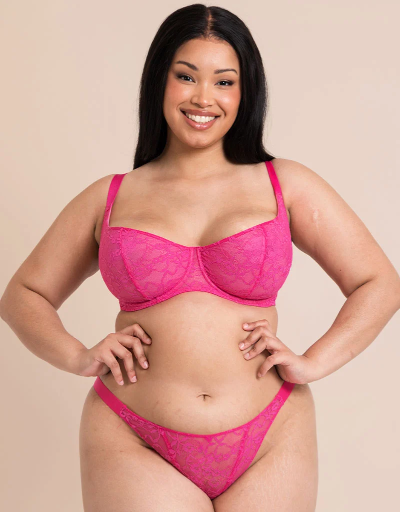 Curvy Kate All Night Lace Tanga Hot Pink/ Blush