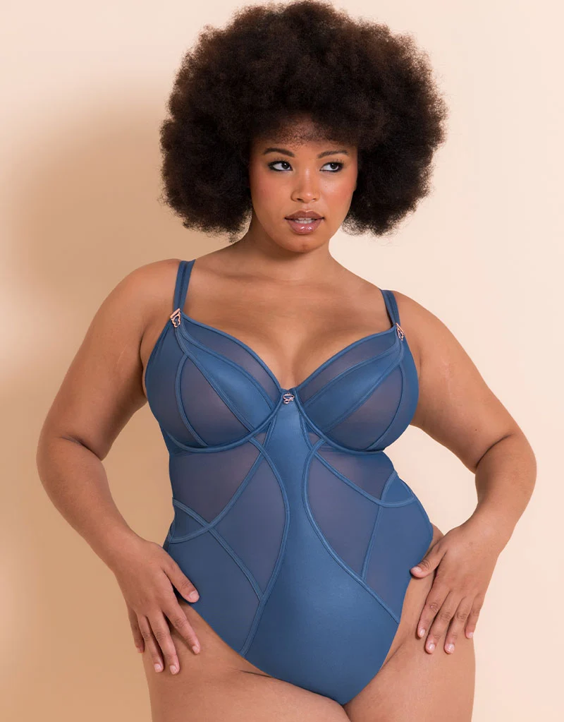 Scantilly Suspense Plunge Bodysuit French Blue