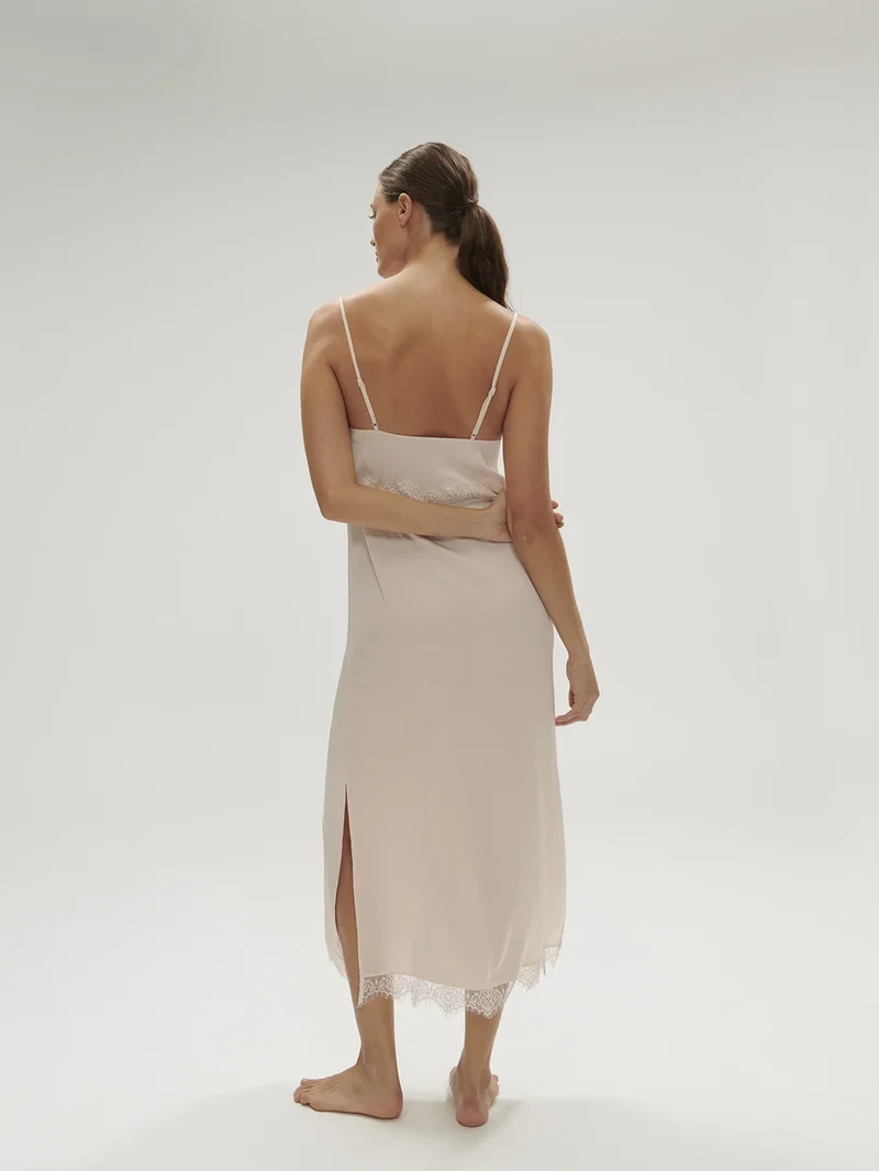 Simone Perele - Satin Secrets Langes Nachthemd Sakura Pink