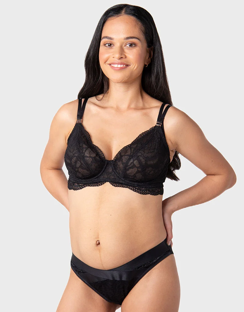 Hot Milk Heroine Plunge Nursing Bra Black