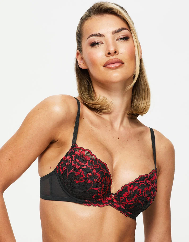 Ann Summers Sexy Lace Padded Plunge Bra Black/Red