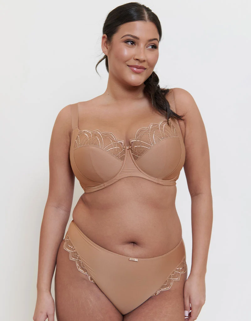Flirtelle Emilie Deco Full Cup Side Support Bra Cafe Au Lait