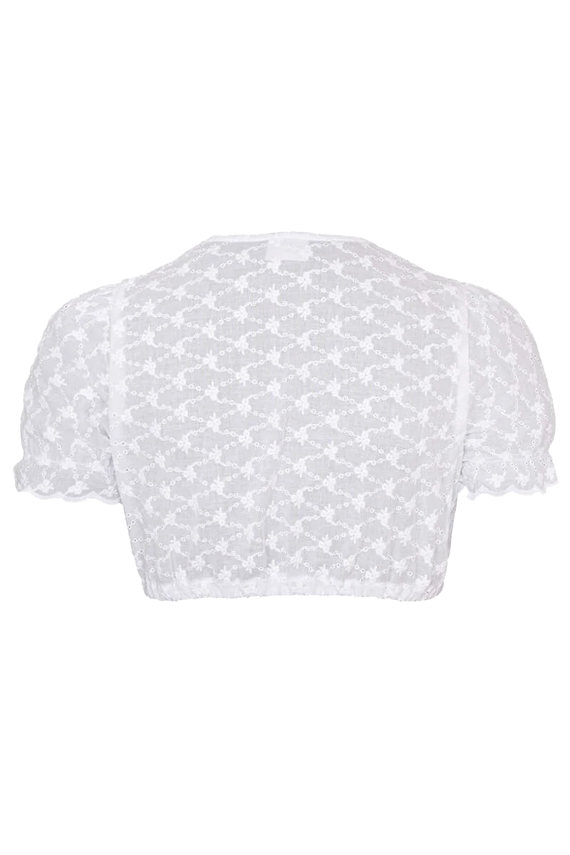 Dirndlbluse V-Ausschnitt mit floralen Lochmuster