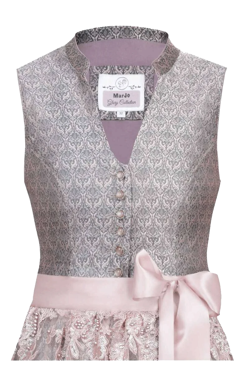 Midi-Dirndl V-Ausschnitt mit Spitzenschürze