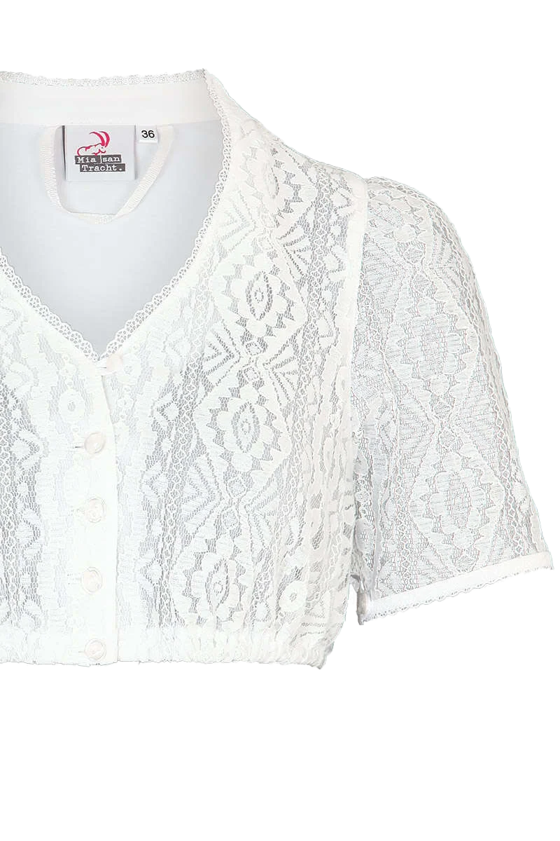 Dirndlbluse Spitze mit V-Ausschnitt 1/2-Arm