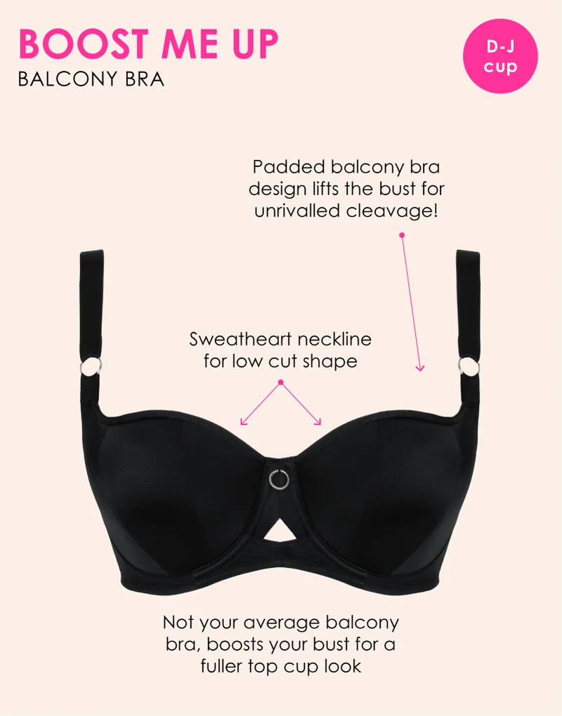 Curvy Kate Boost Me Up Padded Balcony Bra Black