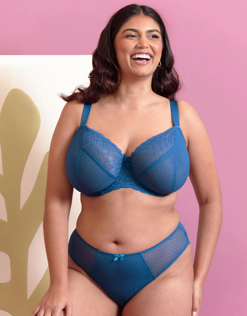 Flirtelle Viola Geo Balcony Bra Peacock Blue