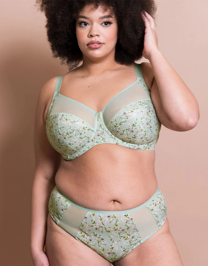 Adella Athena Aura Full Cup Side Support Bra Sage Green Print