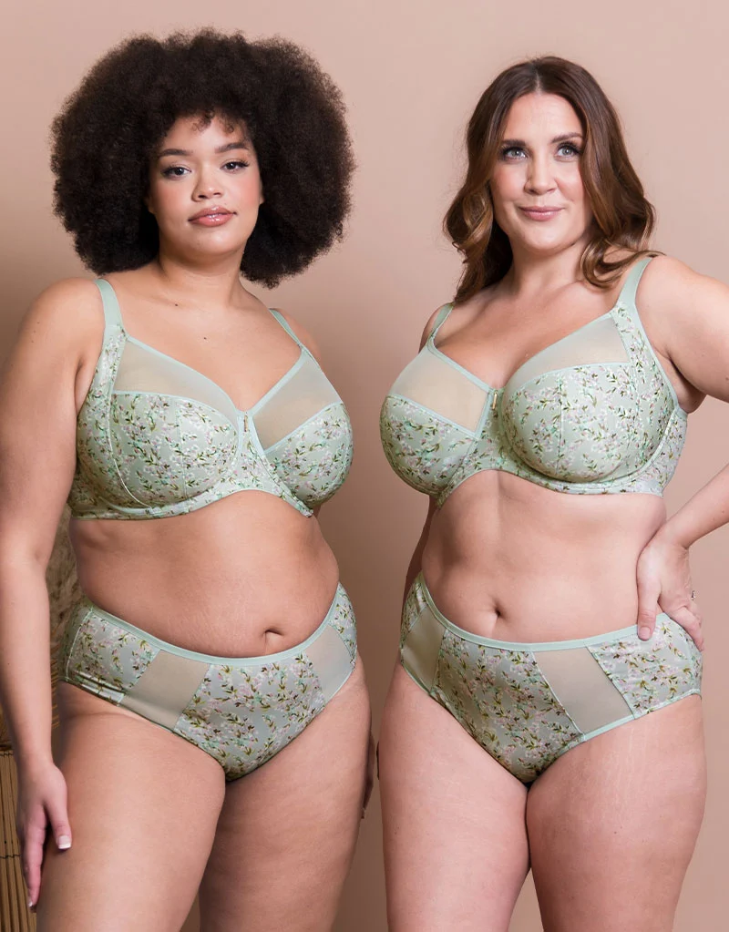 Adella Athena Aura Full Cup Side Support Bra Sage Green Print