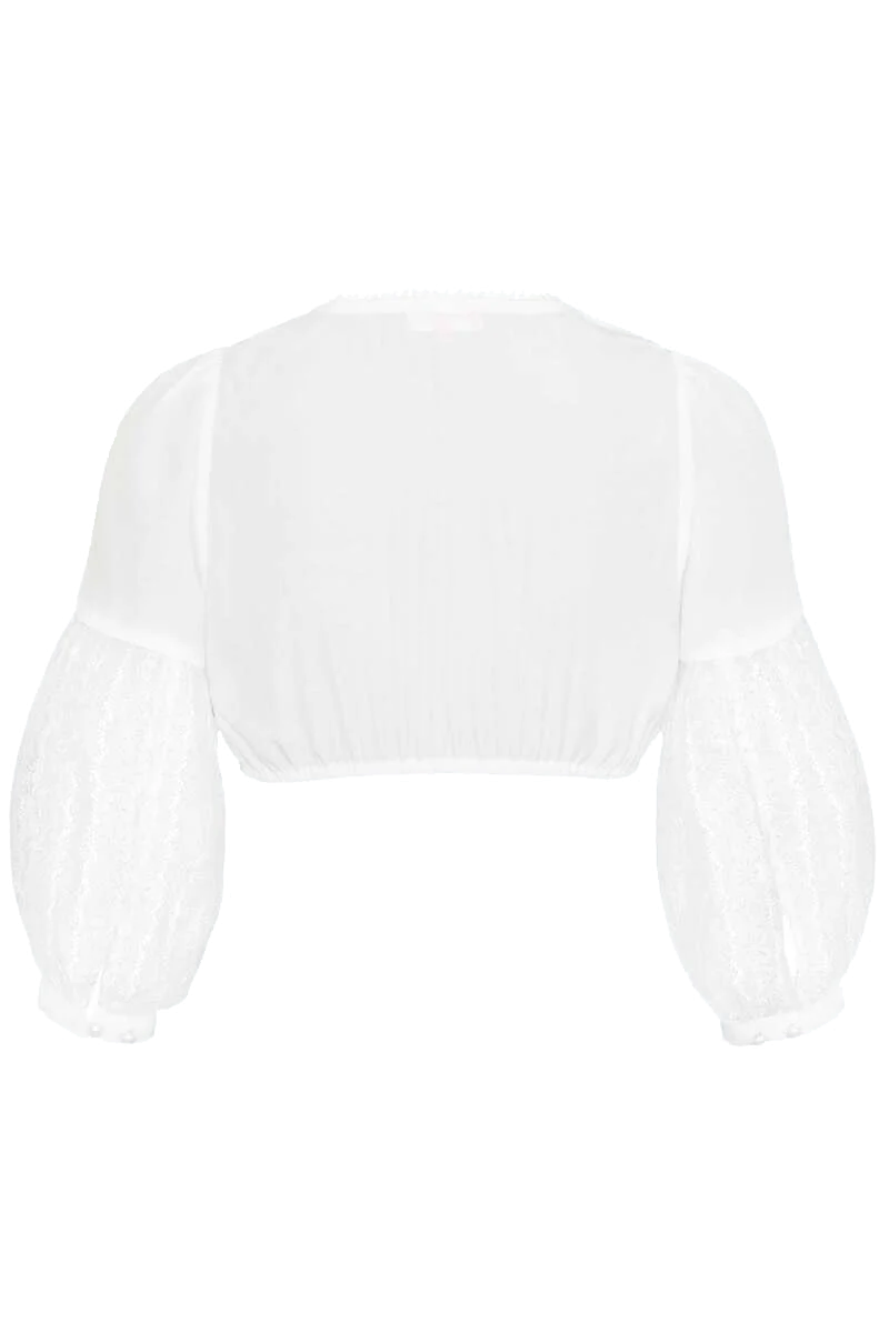 Dirndlbluse mit Spitze und Ballonärmeln