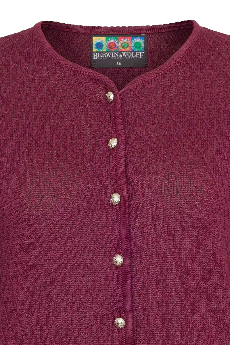 Damen Strickjacke kurz mit Rautenmuster