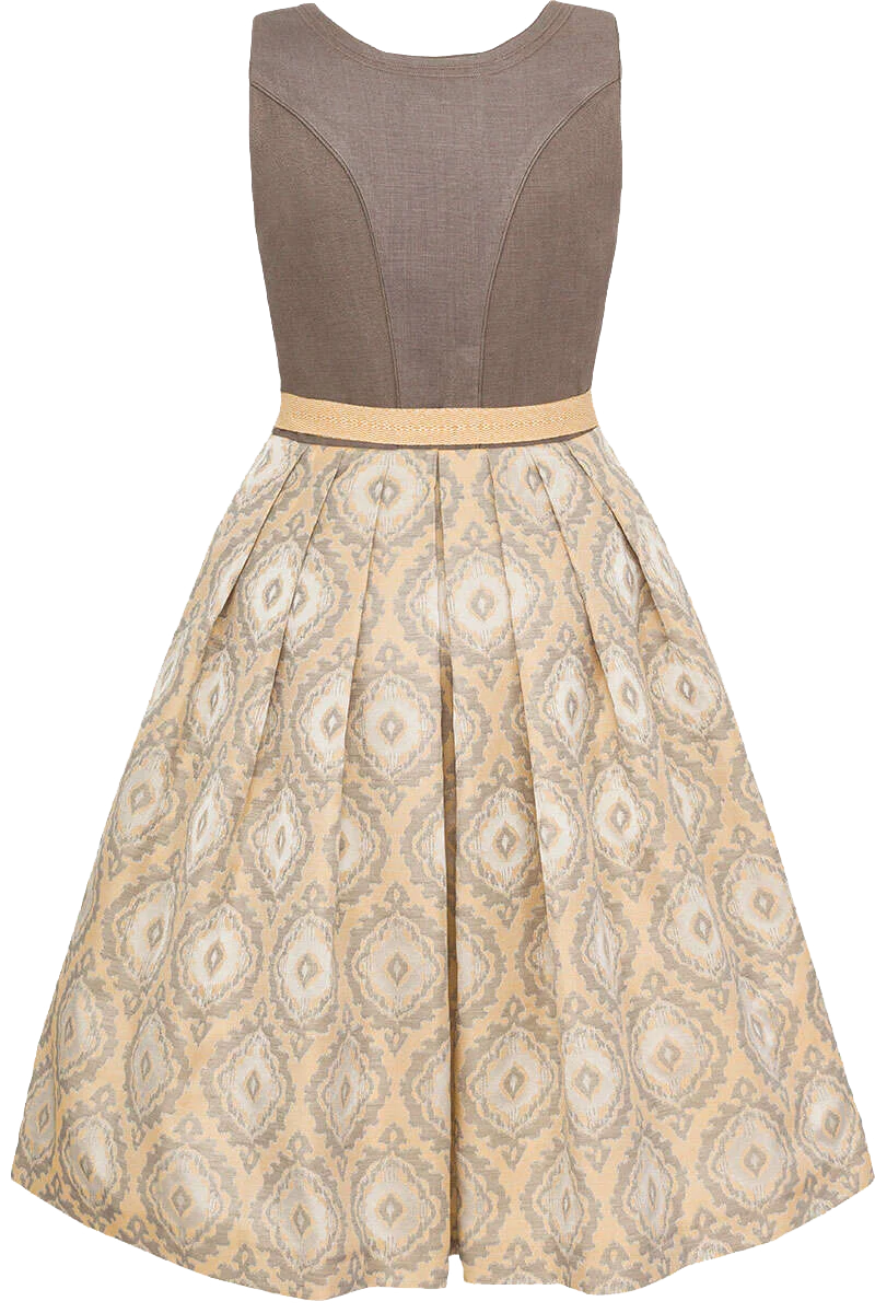 Midi-Dirndl mit Leinenoberteil