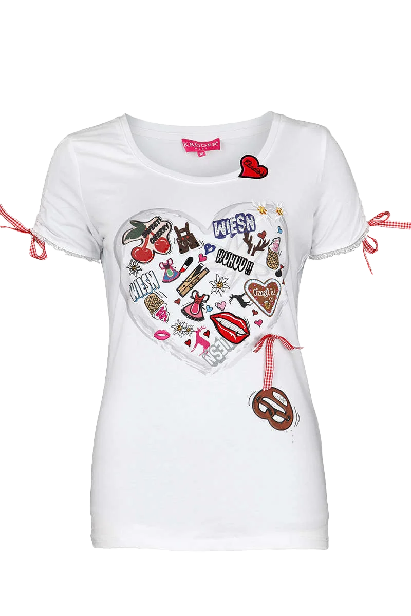 Damen Trachten T-Shirt Applikationen Herz
