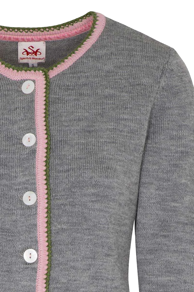 Damen Trachten Strickjacke mit Rosa Rändchen