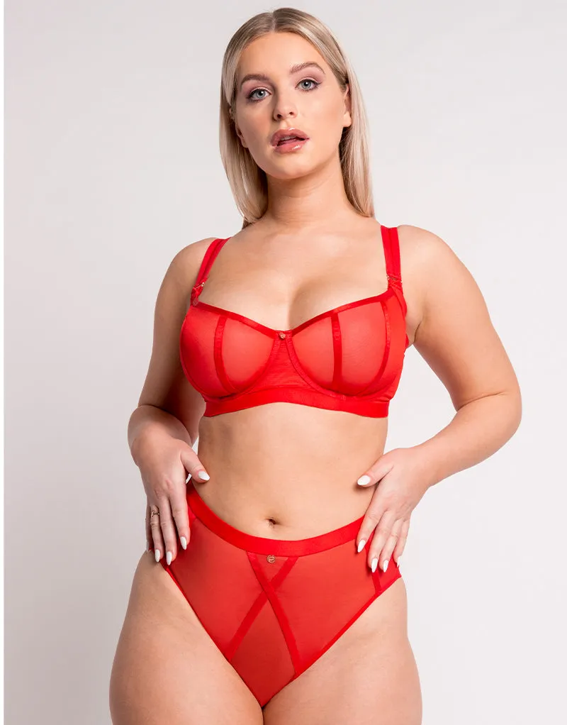 Scantilly Sheer Chic Balcony Bra Flame Red