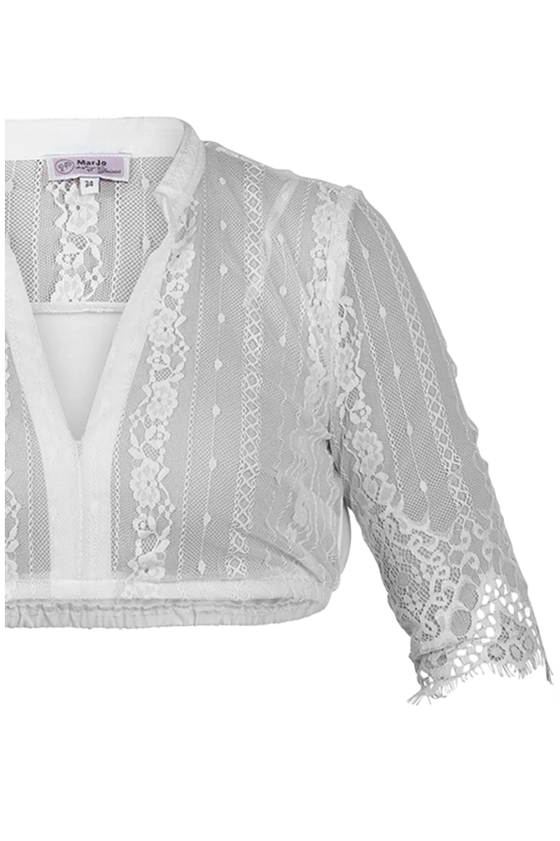 Dirndl-Bluse mit Stehkragen aus Spitze transparent