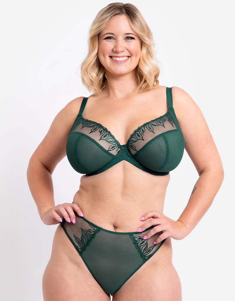 Curvy Kate Flare Full Cup Plunge Side Support Bra Emerald Sparkle