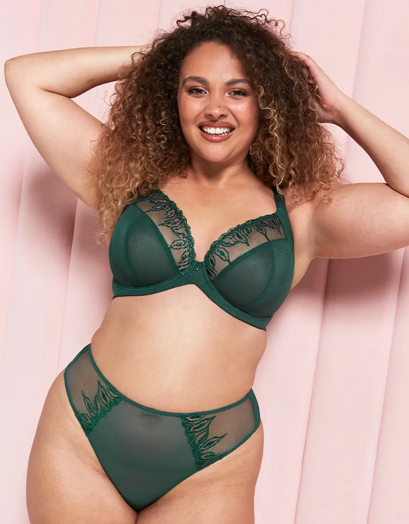 Curvy Kate Flare Full Cup Plunge Side Support Bra Emerald Sparkle