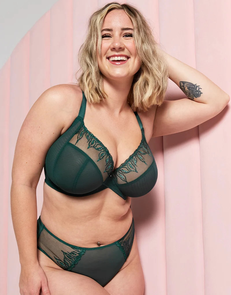 Curvy Kate Flare Full Cup Plunge Side Support Bra Emerald Sparkle