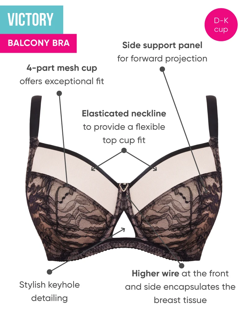 Curvy Kate Victory Allure Balcony Bra Black/Blush