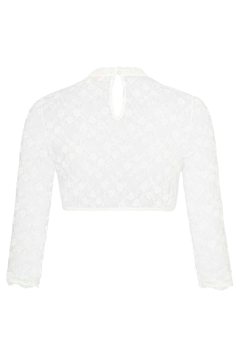 Hochgeschlossene Dirndlbluse aus feiner Spitze 3/4-Arm
