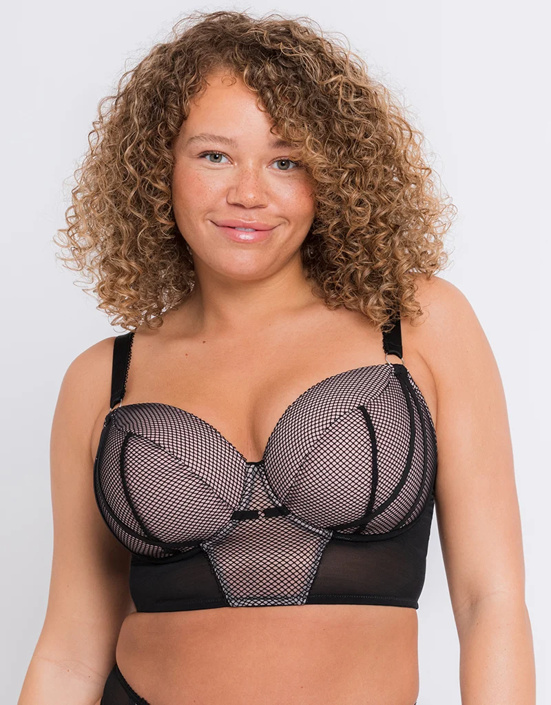 Curvy Kate Gin Fizz Longline Balcony Bra Black/Blush