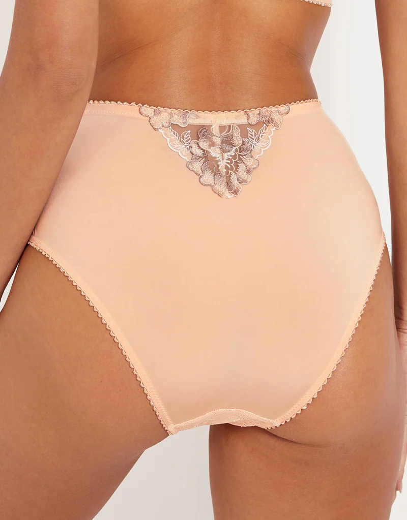 Pour Moi Sofia Lace Embroidered Deep Brief Latte