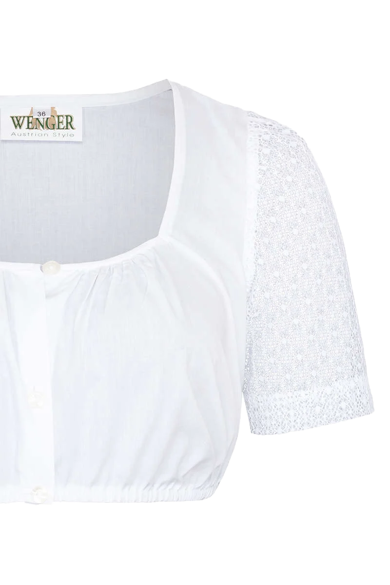Dirndlbluse Stretch-Spitzenärmel kurzarm