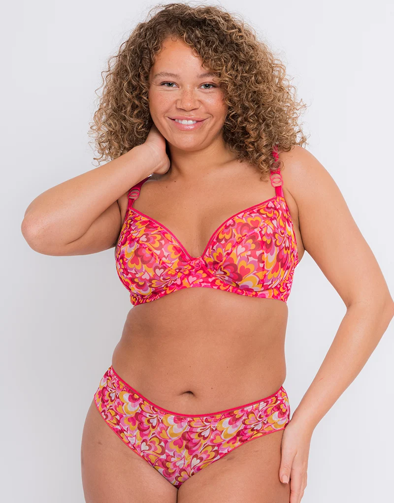 Curvy Kate Lifestyle Plunge Bra Pink Hearts