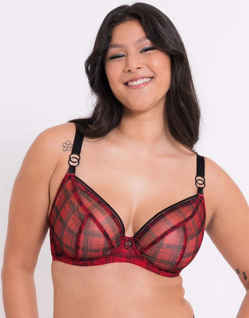 Curvy Kate Lifestyle Plunge Bra Check Print