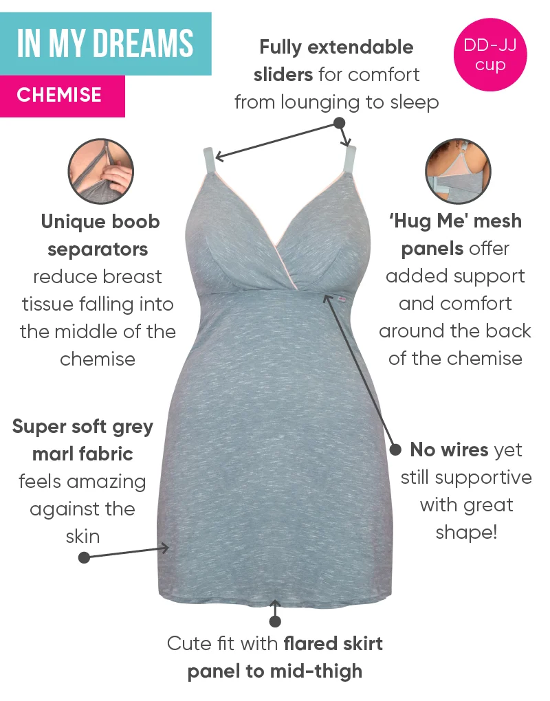 Curvy Kate In My Dreams Chemise Grey/Peach