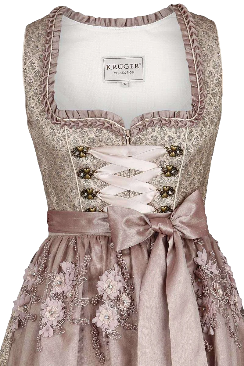 Krüger Collection Dirndl mit Perlen-Blumen-Stickerei-Schürze