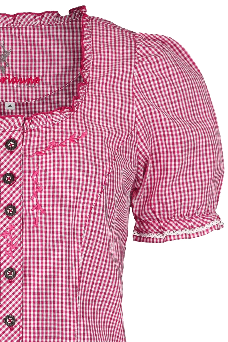 Trachten Miederbluse mit Stickerei kariert
