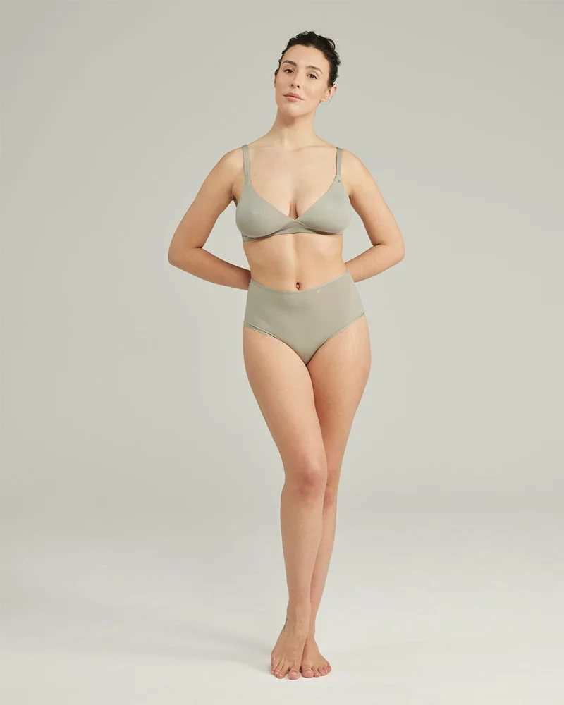 Nudea - Stretch-Slip mit hohem Bund, Salbeigrün