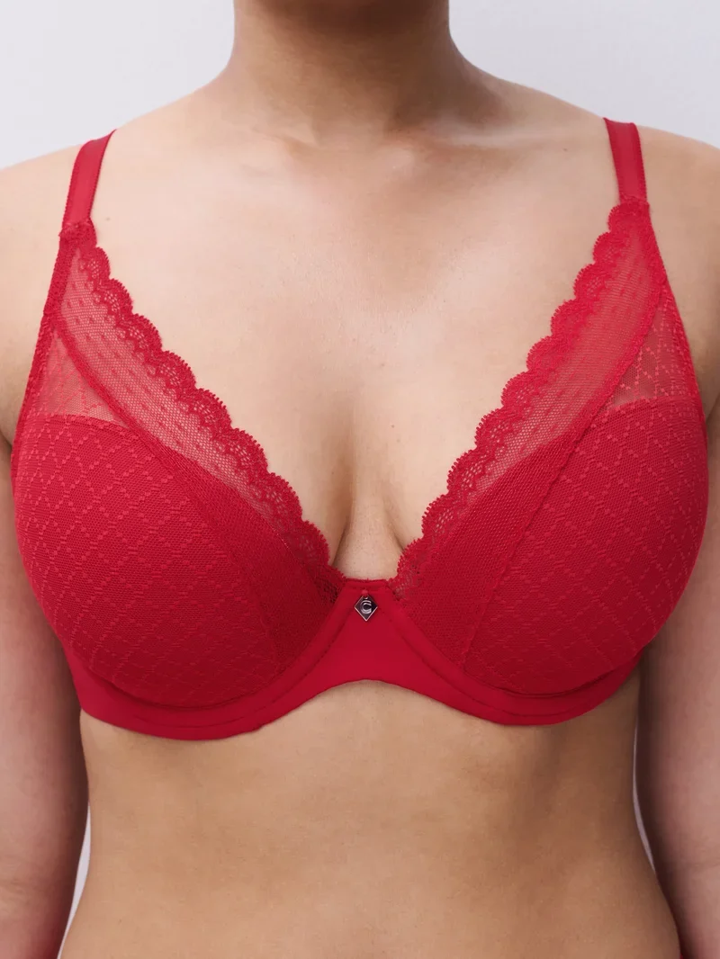 Chantelle EasyFeel – Norah Plunge T-Shirt-BH Mohnrot
