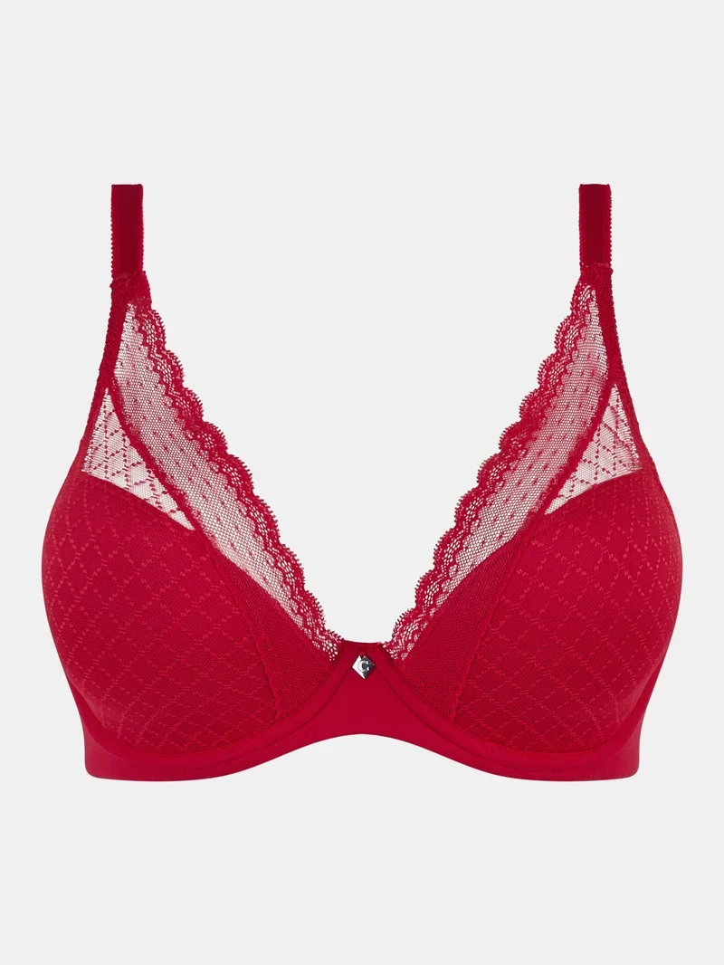 Chantelle EasyFeel – Norah Plunge T-Shirt-BH Mohnrot
