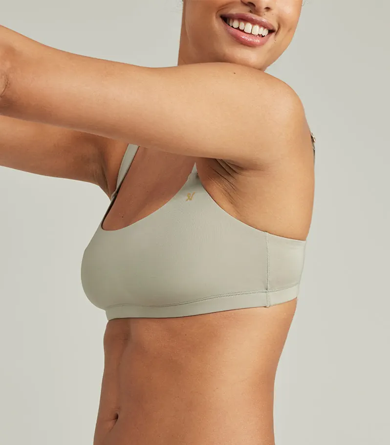 Nudea - Stretch-Bralette mit Rundhalsausschnitt, Salbeigrün
